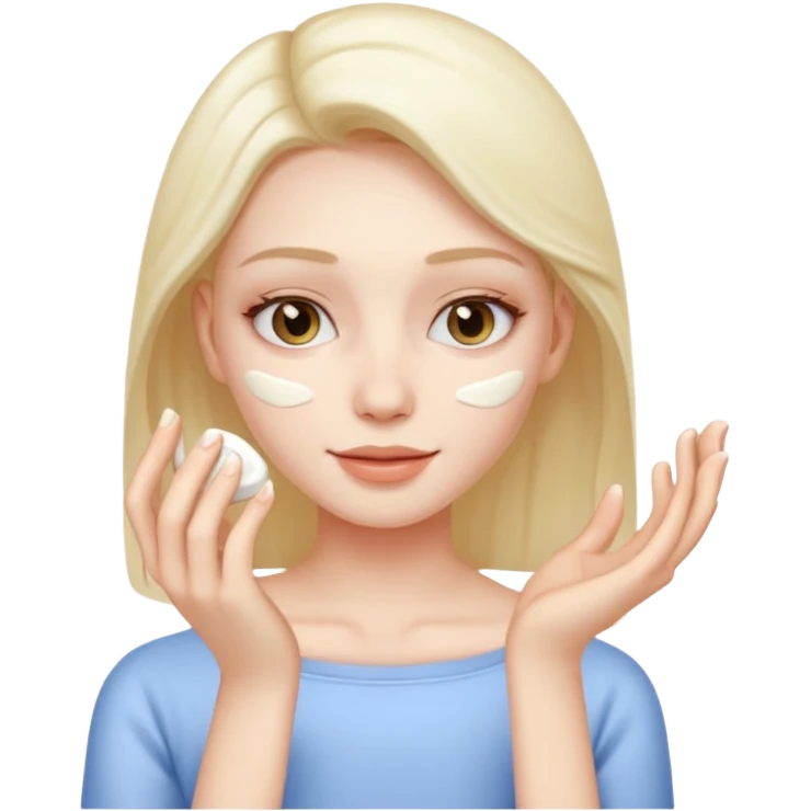 Minimal emoji of 2 hands gently applying skincare cream, emoji