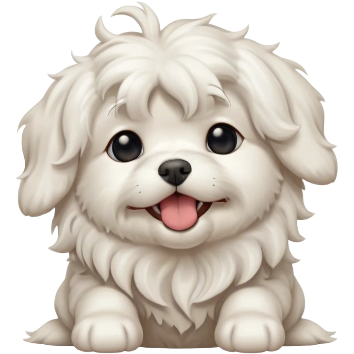 Cinematic Cute Yawning Wavy-Haired Maltese Dog Portrait Emoji, Head tilted slightly with a dramatic, wide-open yawn, showcasing a lustrous, wavy-haired white coat with gentle highlights, floppy ears slightly drooping, round dark eyes barely open in drowsy contentment, Simplified yet irresistibly adorable features, highly detailed, glowing with a soft, cozy glow, high shine, relaxed yet expressive, stylized with a touch of whimsy, bright and endearing, soft glowing outline, capturing the essence of a sleepy yet affectionate companion, so drowsy it feels like it could stretch right out of the screen and curl up for a nap! emoji