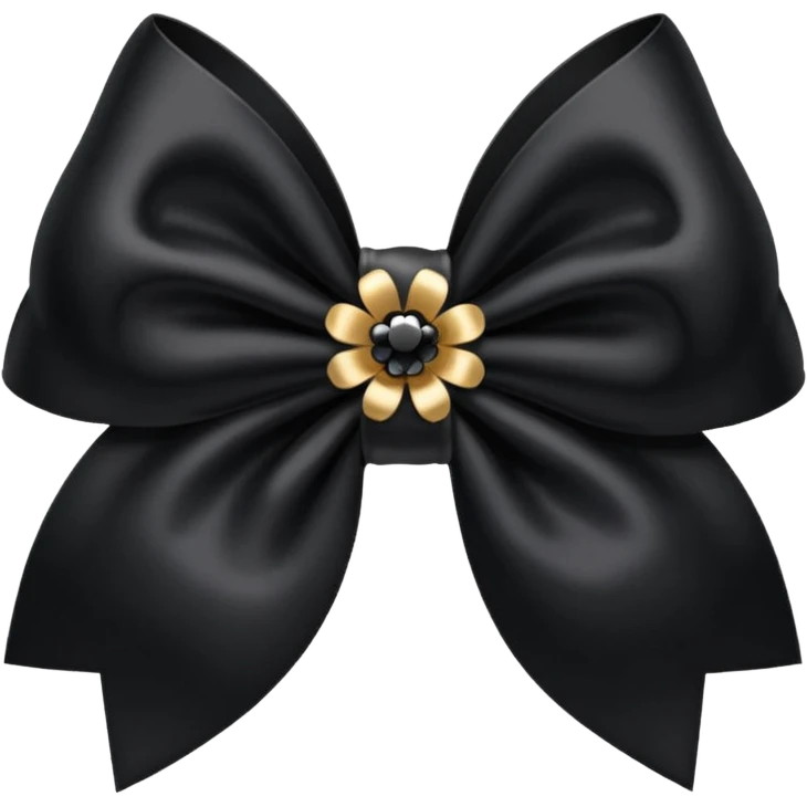 black flower bow with glitter emoji