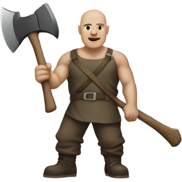 bald giant with axe in city emoji