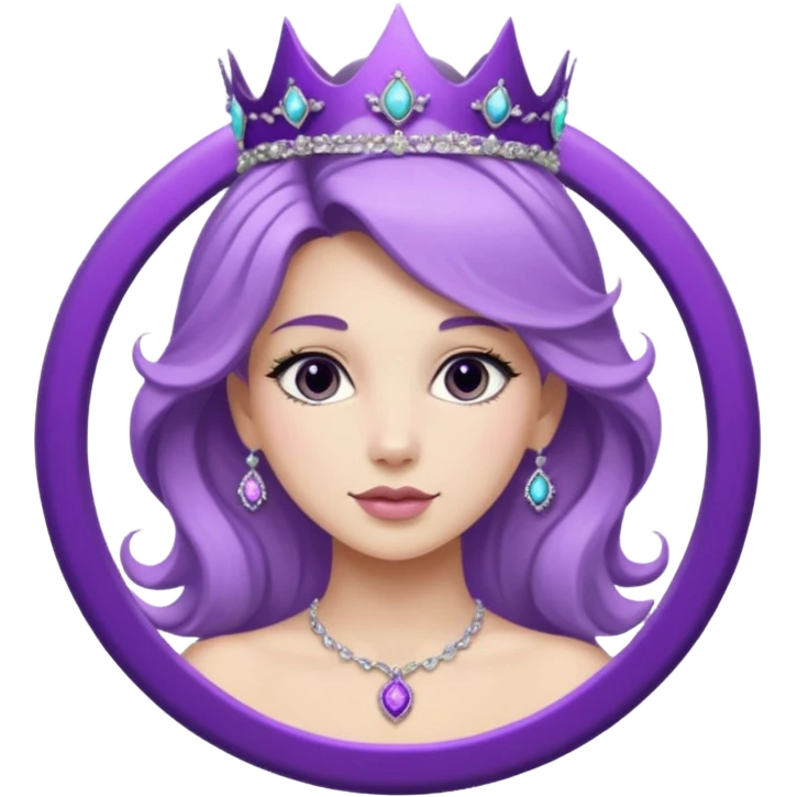 Purple rose flower, silver circle plaque, silver tiara emoji