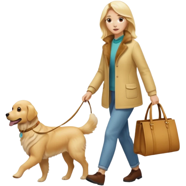 blonde woman wearing white walking only one malese dog emoji