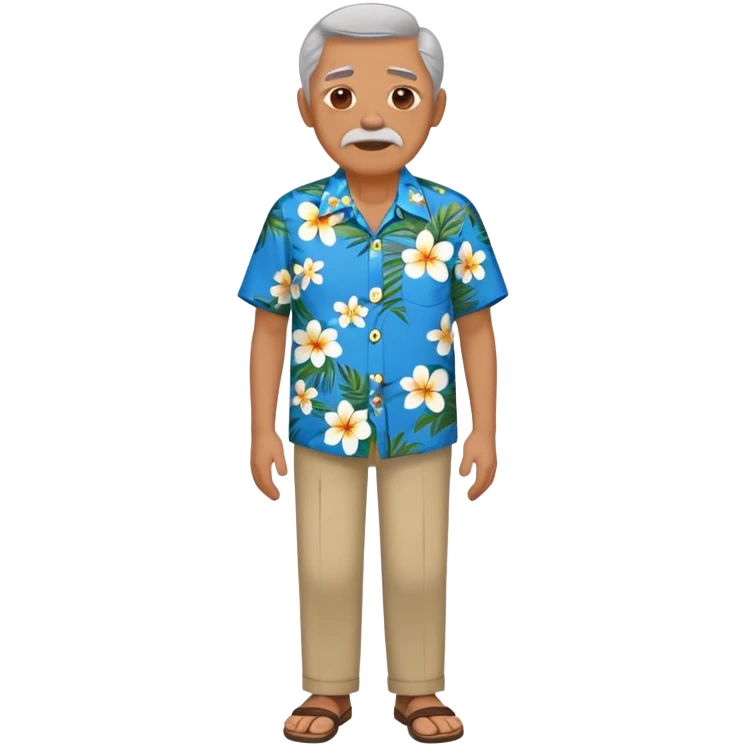 old man with hawai blue floweral shirt  full body  emoji