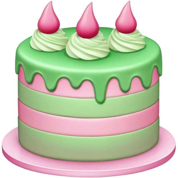 Pink cake with green cream emoji