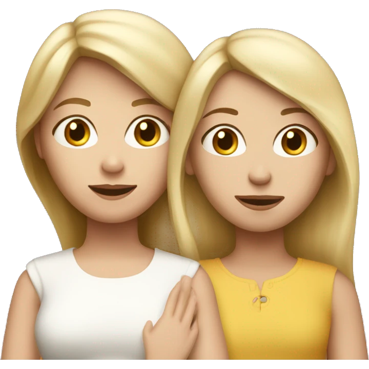 Blonde mother with white skin and her brown-haired adult daughter emoji