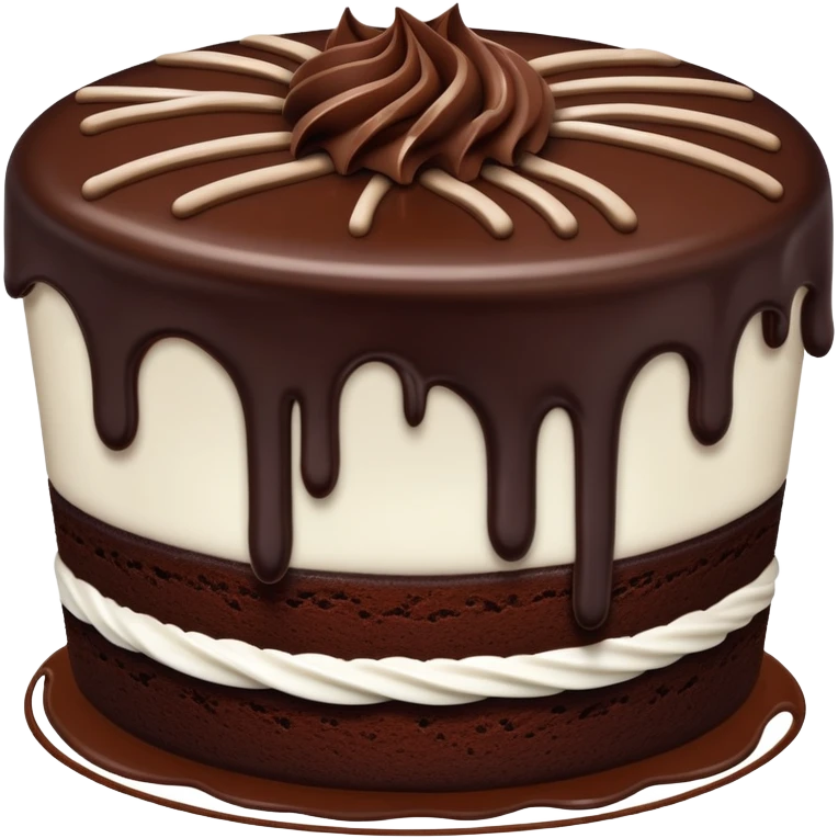chocolate cake cup with chocolate ganache frosting and white looped drizzle  emoji