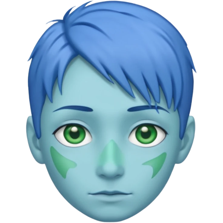 blue hair green eyes blue skin emoji