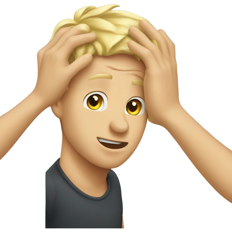 Hand scratching blond guy head emoji