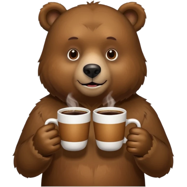 a bear holding 2 cups of coffee  emoji
