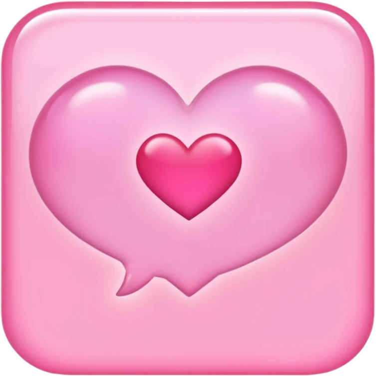 A cute pink iMessage-style typing bubble with several heart emojis gently rising out of it, glowing softly, showing constant loving thoughts/messages emoji