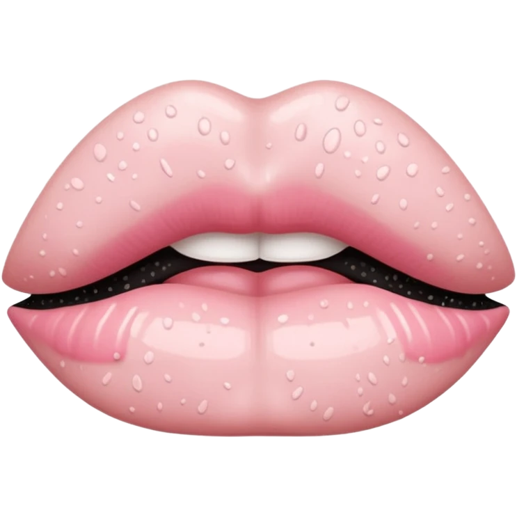 شفاه 👄 وردية فاتحة و مرقطة بالأسود حيث يظهر اللون الأسود ويكون أكثر واقعية  emoji