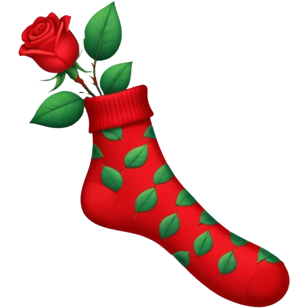 A red socks with red rose partern emoji