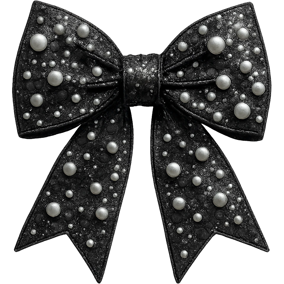 kpop stage bow with sequins and pearls, glossy and stylish emoji