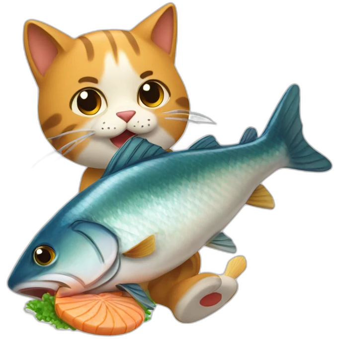 Gato comiendo un pescado emoji
