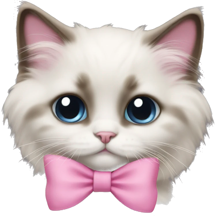 ragdoll kitten with pink bow emoji