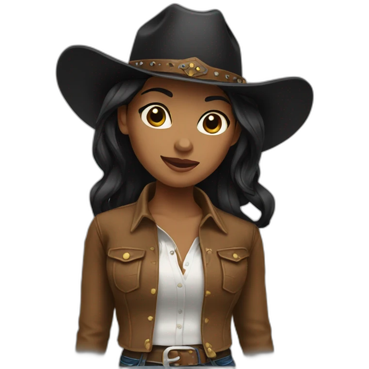 cowgirl straight black hair emoji