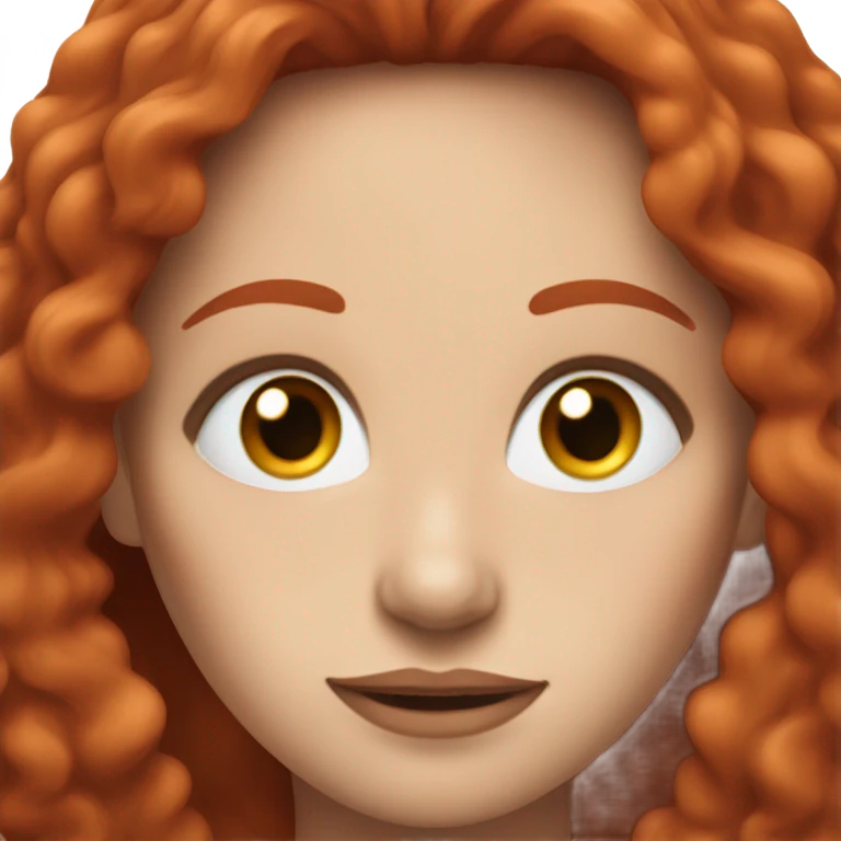 Woman with long red hair and blue eyes and black horns emoji