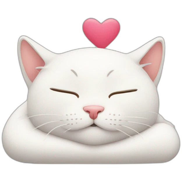 Sleeping cat with hearts around the head emoji