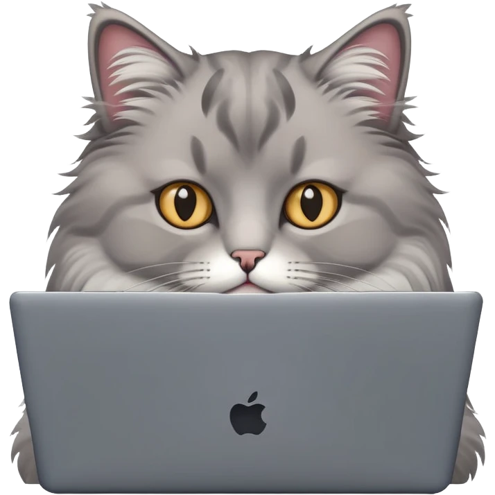 Добрый кот держит ноутбук emoji