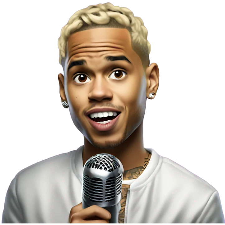 Hyper Realistic Chris Brown on stage singing  emoji