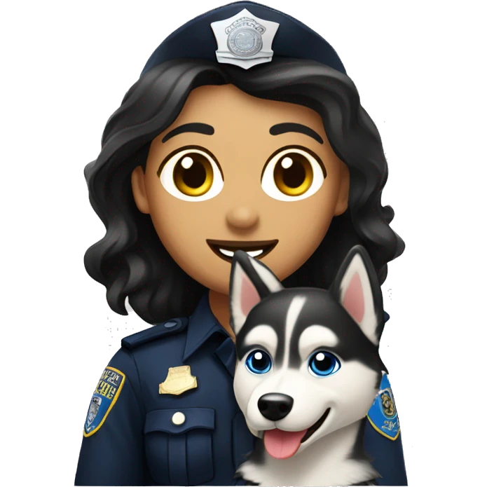 white dark hair police officer with a husky emoji