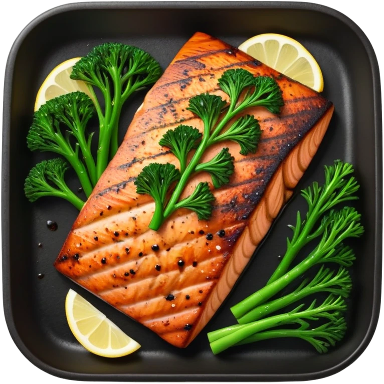 Blackened salmon with broccolini emoji