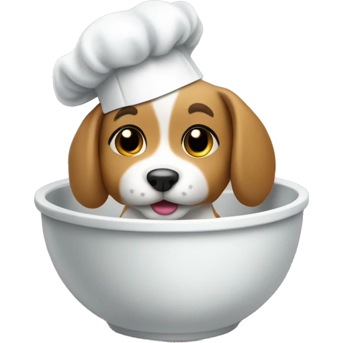 Puppy in a chef hat mixing a bowl emoji