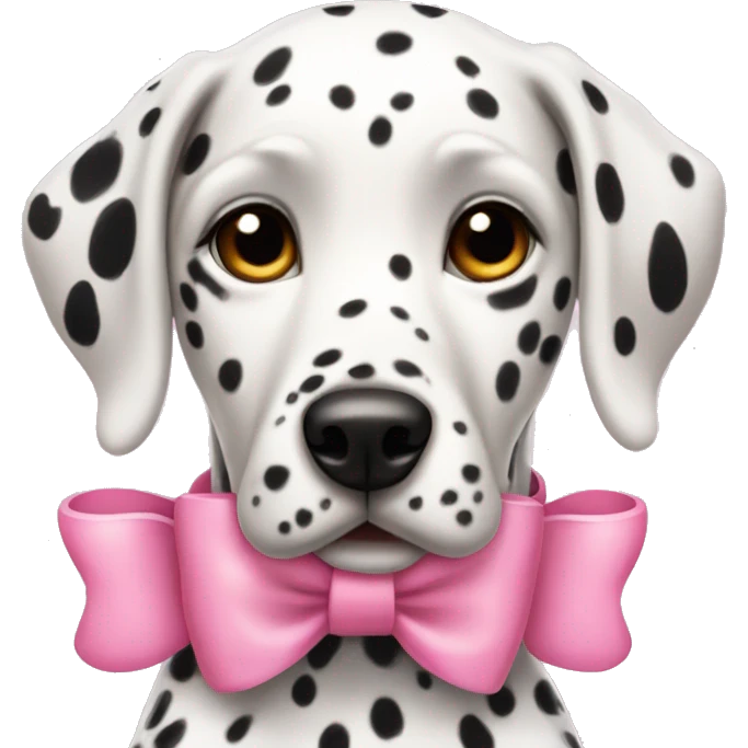 Dalmatian with pink collar with bow emoji