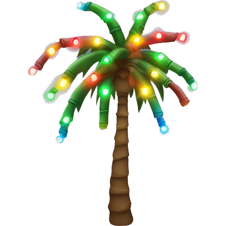 Palm tree with colorful Christmas lights emoji
