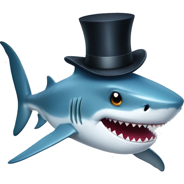 Shark with a top hat emoji