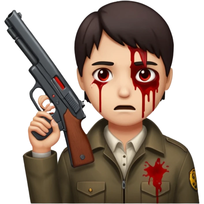 gun in bloody face emoji