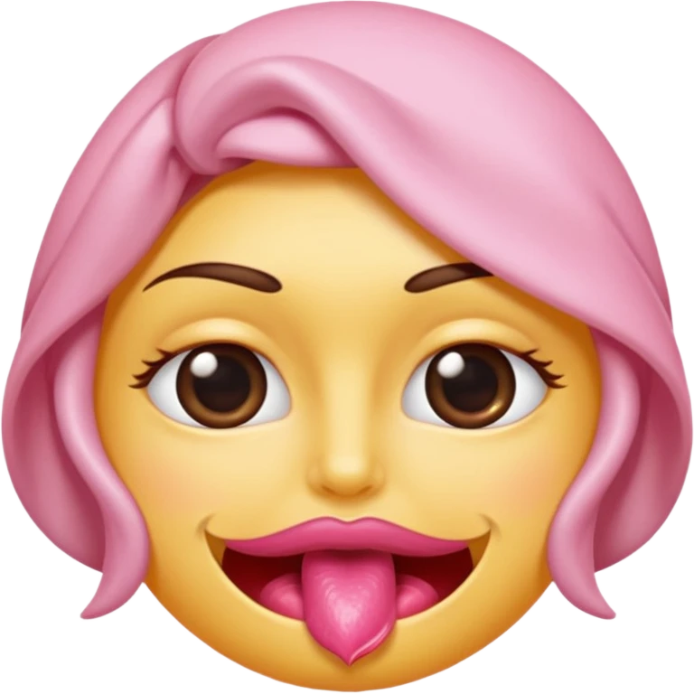 Un 😀 avec un doigt dans la bouche qui cligne des yeux, et il a un nœud emoji