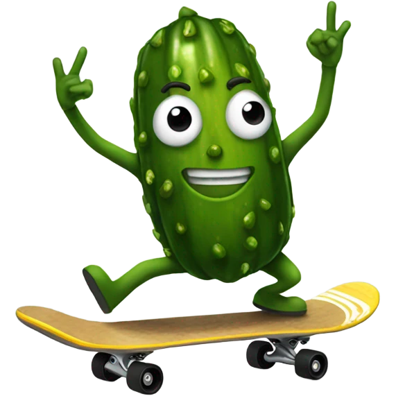 Pickle riding a skateboard and is 420 emoji