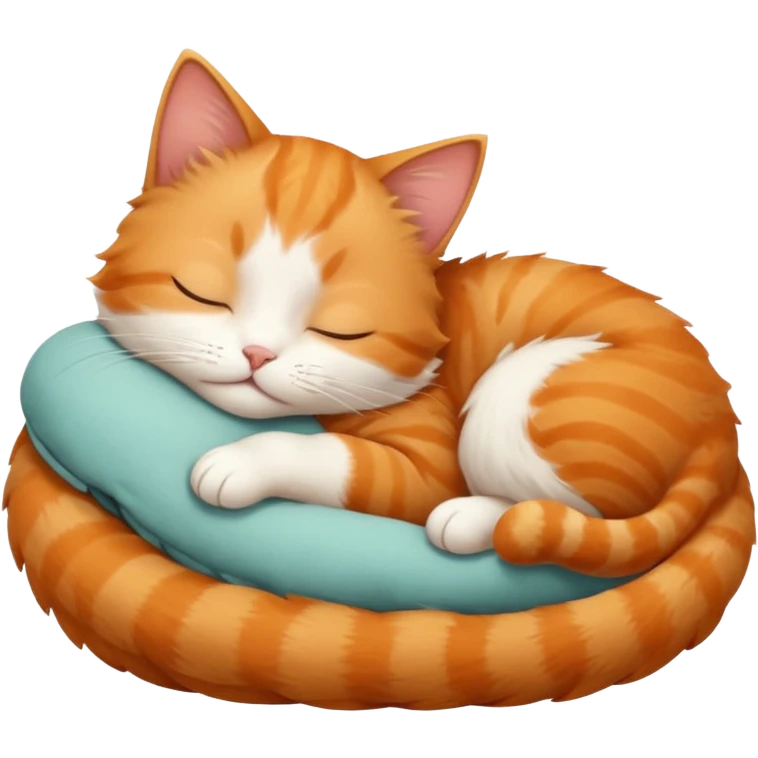 ginger and white small cat sleeping in funny position emoji