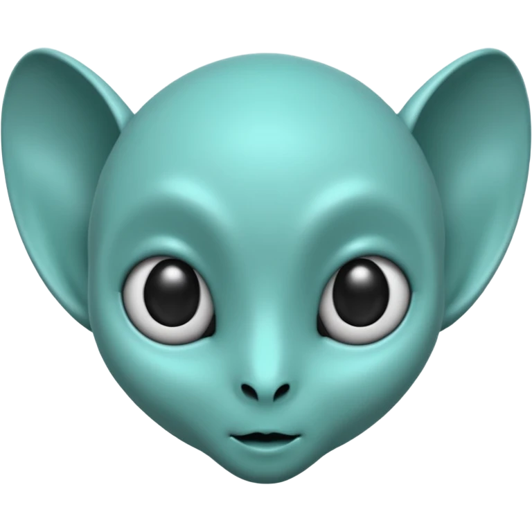 teal smooth alien with two rounded ears and big pure black eyes emoji
