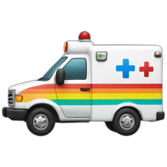 Ambulance with a rainbow emoji