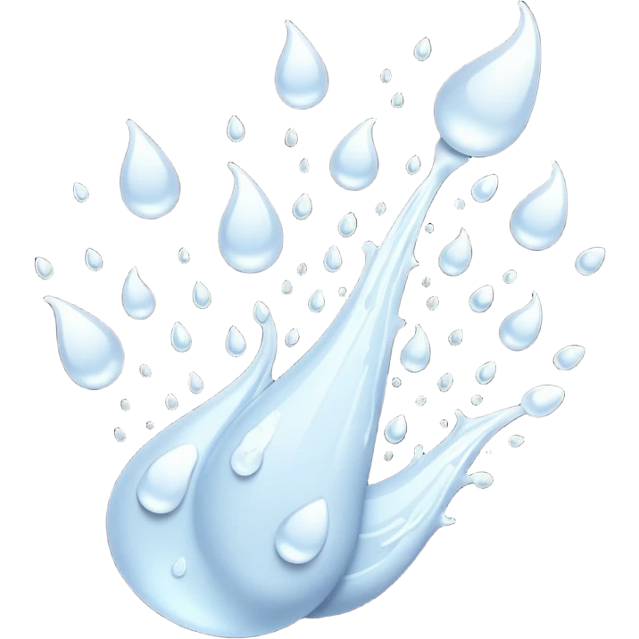 multiple White liquid drops with tails flying to the left emoji