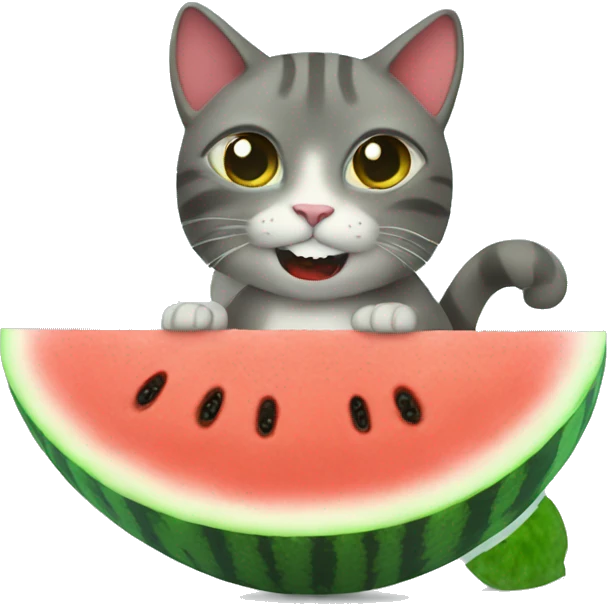 Cat eating water melon emoji
