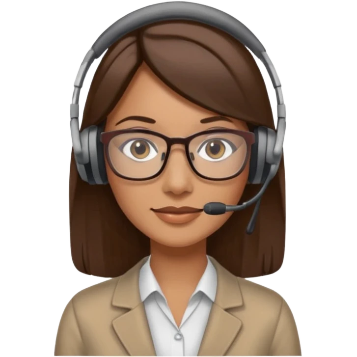a woman in her 30´s, with medium brown straight hair, long. Grey eyes, working as an educator emoji