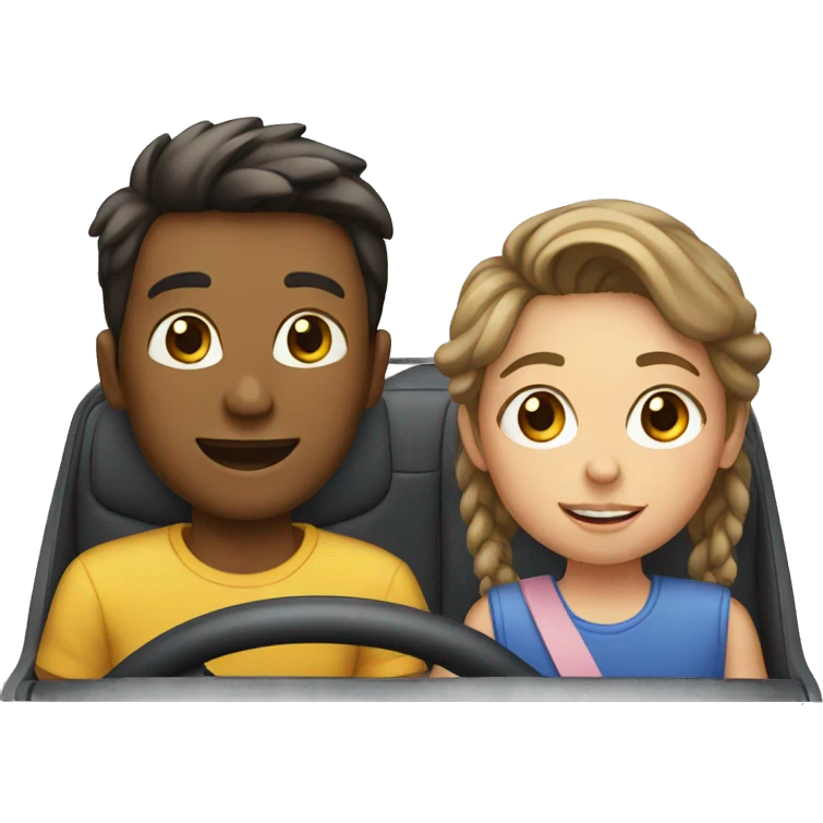 Boy and a girl in a car emoji