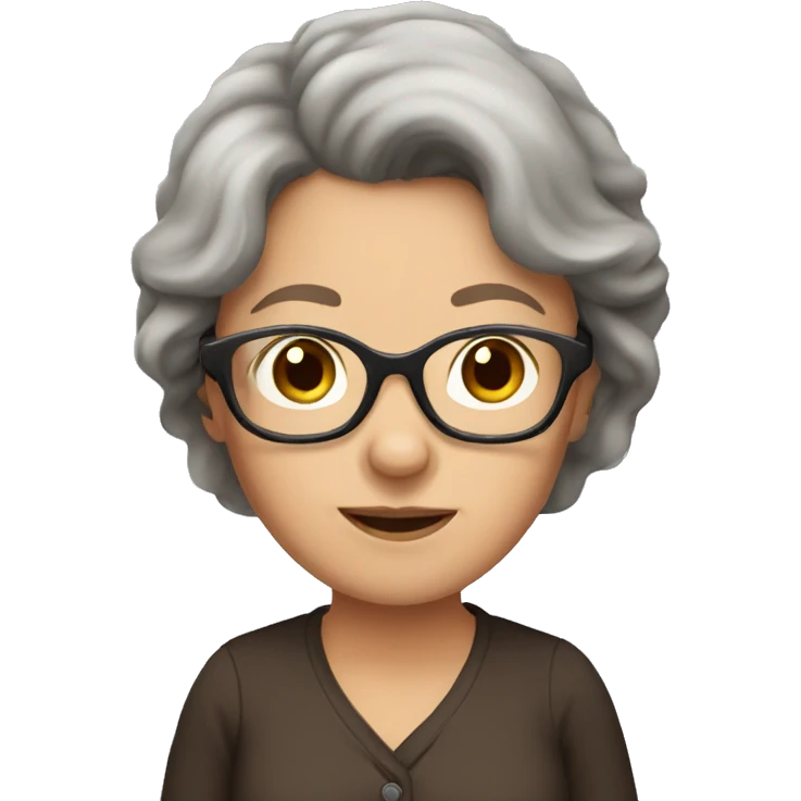 young grandma with brown hair and glasses  emoji
