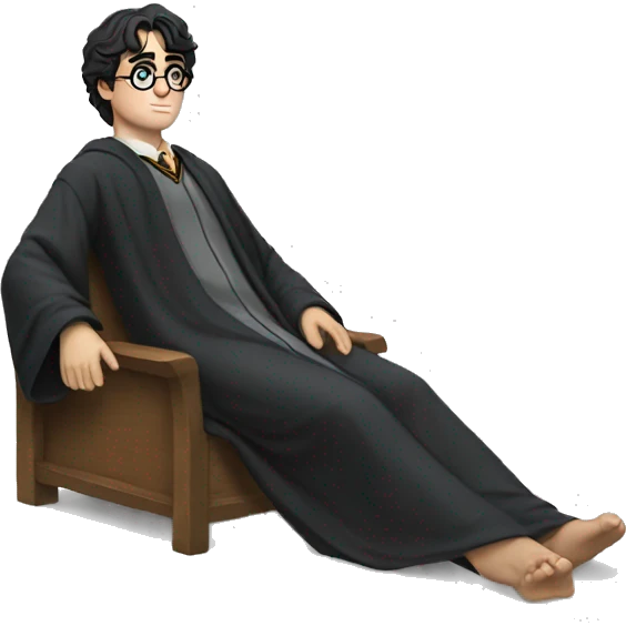 full body Harry Potter in robe laying down stressed  emoji