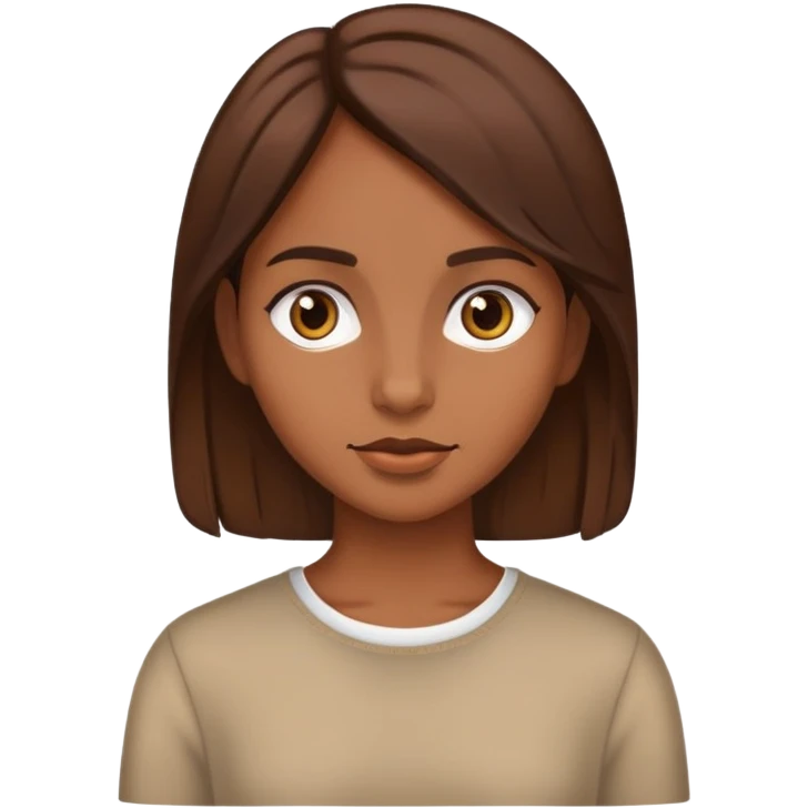 Faça uma moça parda com cabelos castanhos médio  emoji