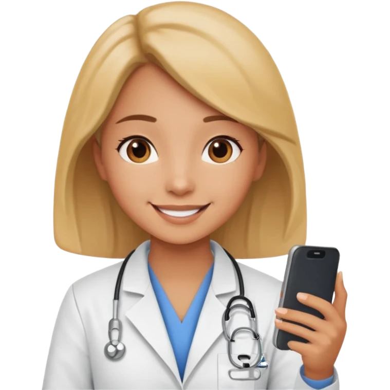 A cute veterinarian girl that watching a movie on her phone emoji