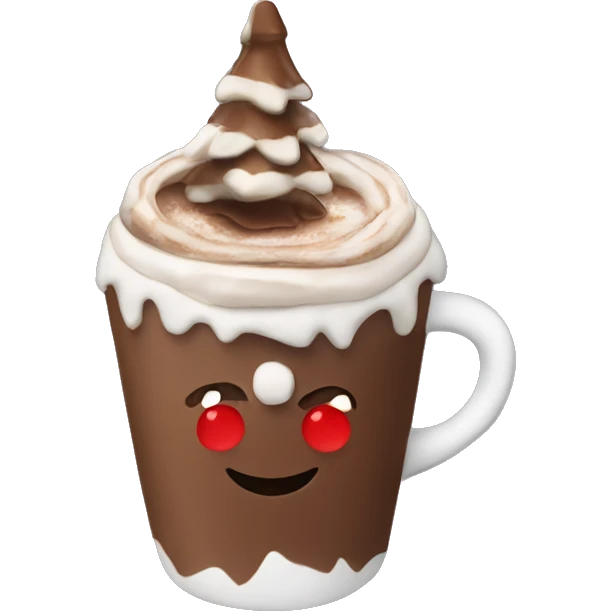 A hot chocolate on a Christmas cup emoji