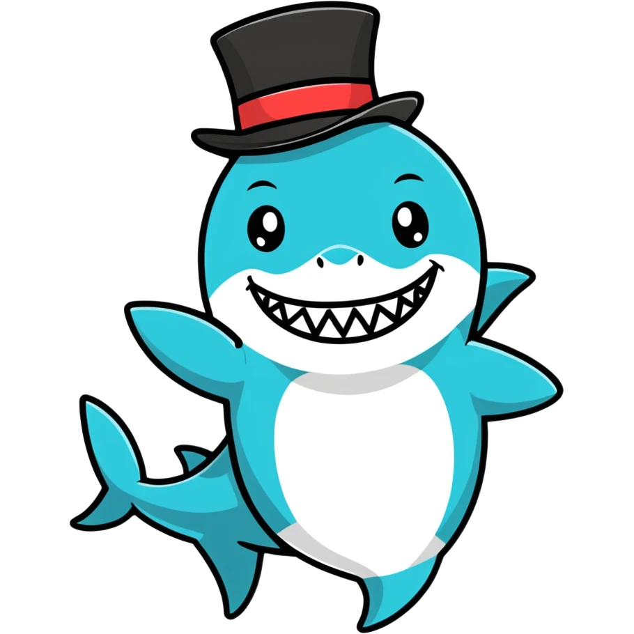 Shark with a top hat emoji