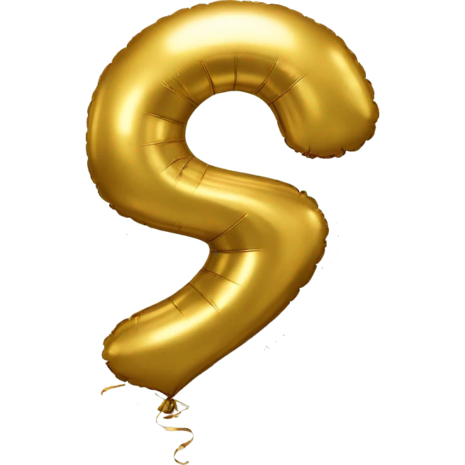 Number 5 Golden balloon emoji