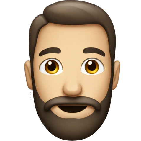 man with well groomed beard and a cup of coffee emoji