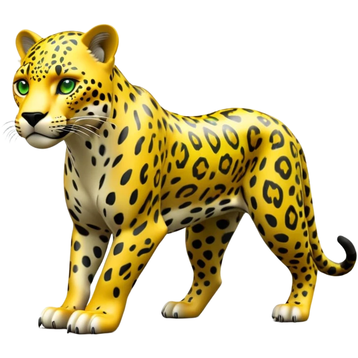cinematic-jaguar-realistic-full-body-on all fours-emoji,-sleek-powerful-frame-poised-for-action,-yellow-fur-adorned-with-bold-black-rosettes,-head-tilted-dramatically,-piercing-green-eyes-locked-onto-its-prey,-simplified-yet-realistic-focused-features,-highly-detailed,-glowing-with-an-almost-sarcastic-glow emoji
