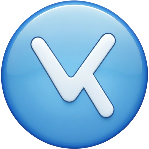 A white tick between a blue circle emoji